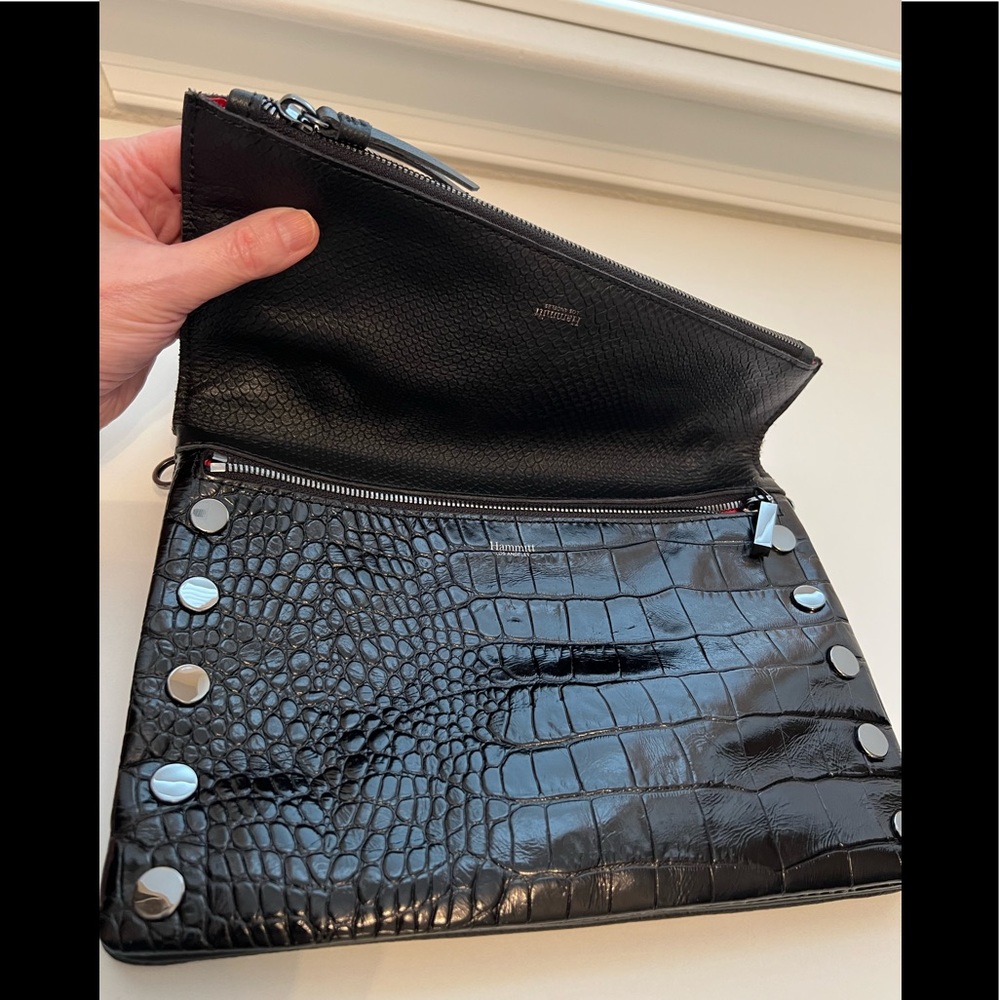 Hammitt Black Croc-Embossed Shoulder Bag - Picture 4 of 10